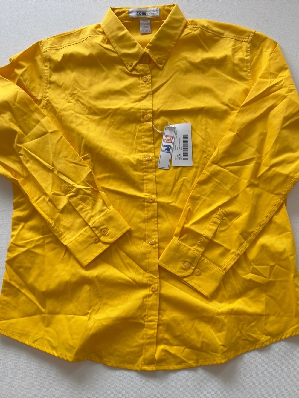 NWT Women's CORE by U.S. Polo Assn. Bright Yellow Button-Up Shirt Size 2XL (KB7)